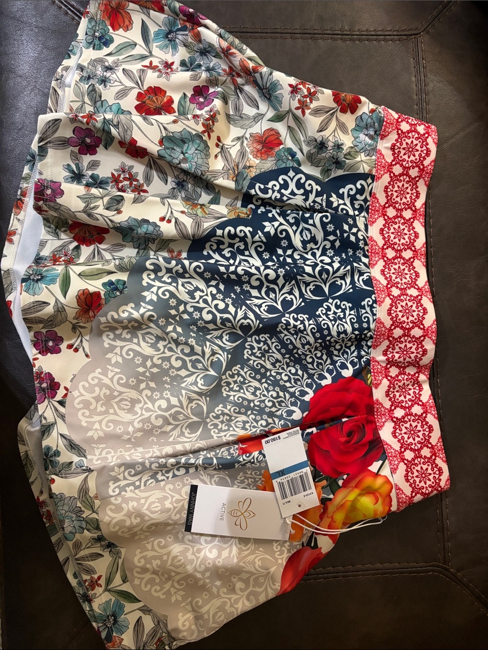 Johnny Was Floral & Damask Circle Skirt - Red, Blue, Cream, Pink